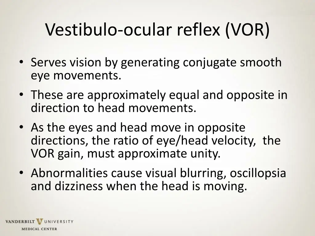 vestibulo ocular reflex vor