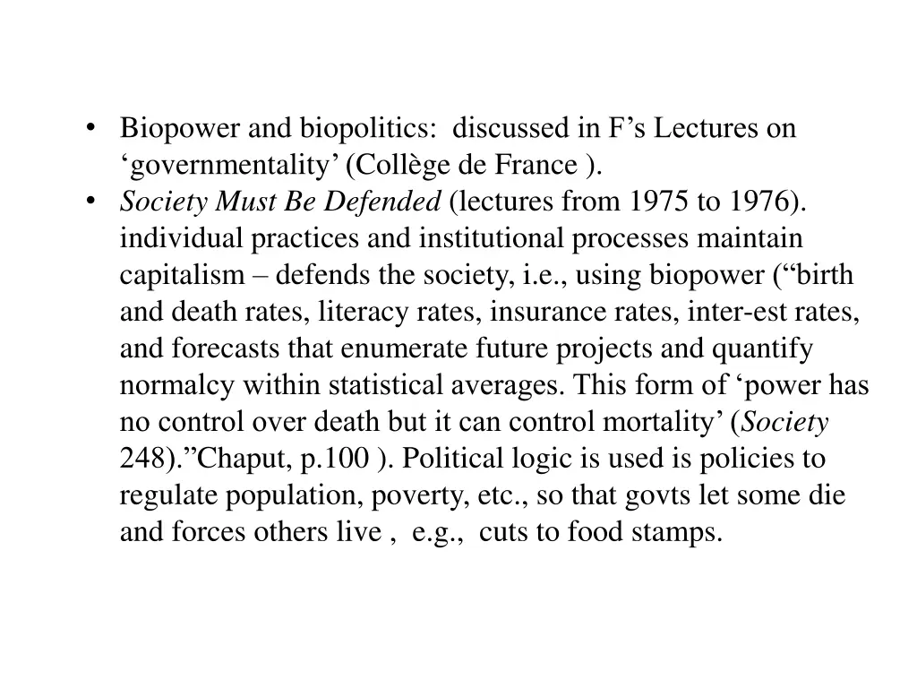 biopower and biopolitics discussed