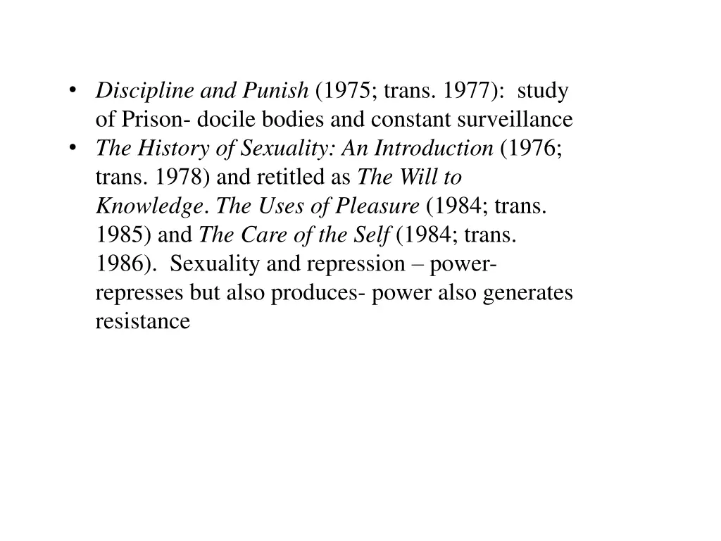 discipline and punish 1975 trans 1977 study