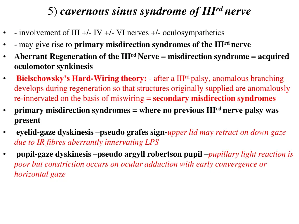 5 cavernous sinus syndrome of iii rd nerve