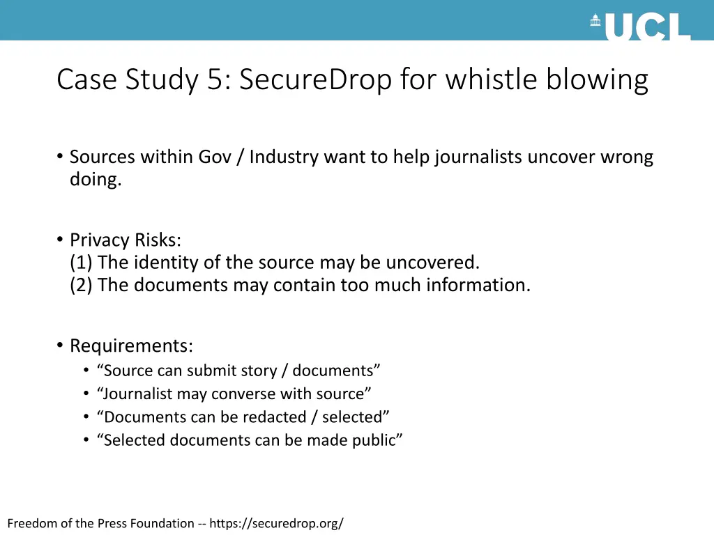 case study 5 securedrop for whistle blowing