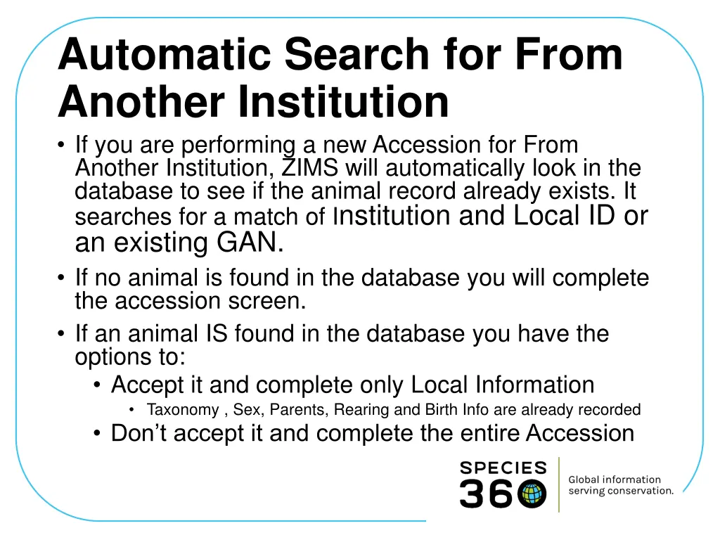 automatic search for from another institution