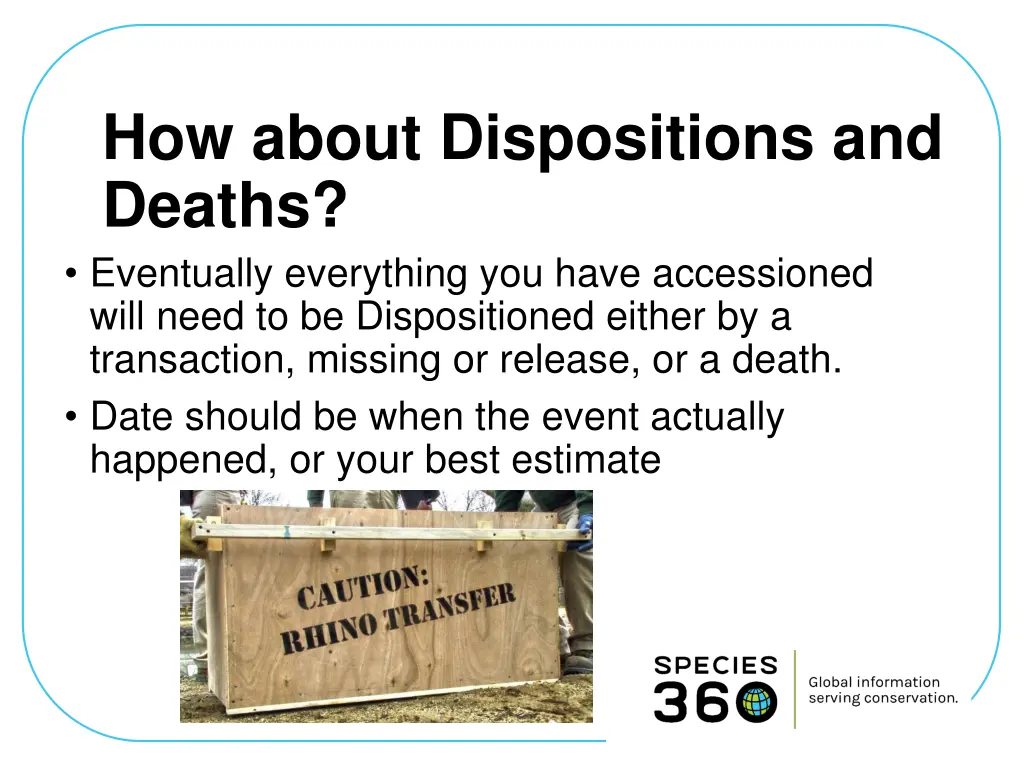 how about dispositions and deaths eventually