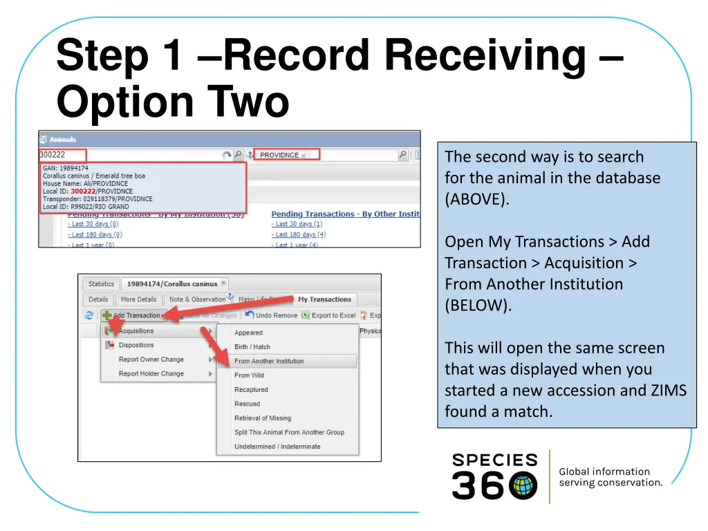 step 1 record receiving option two