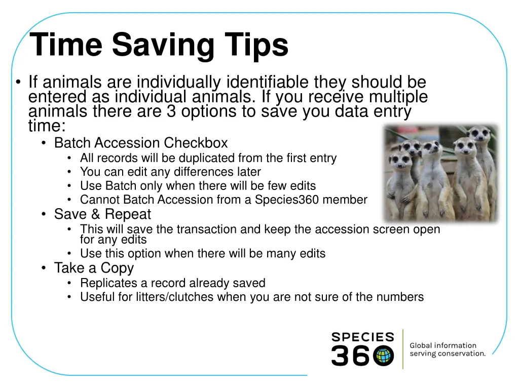 time saving tips if animals are individually