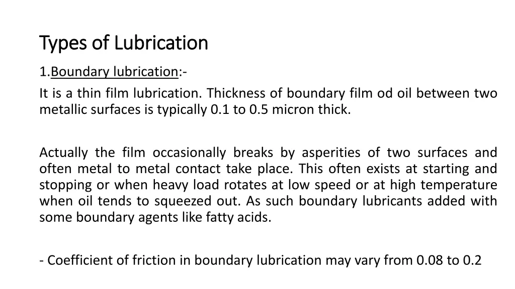 types of lubrication types of lubrication