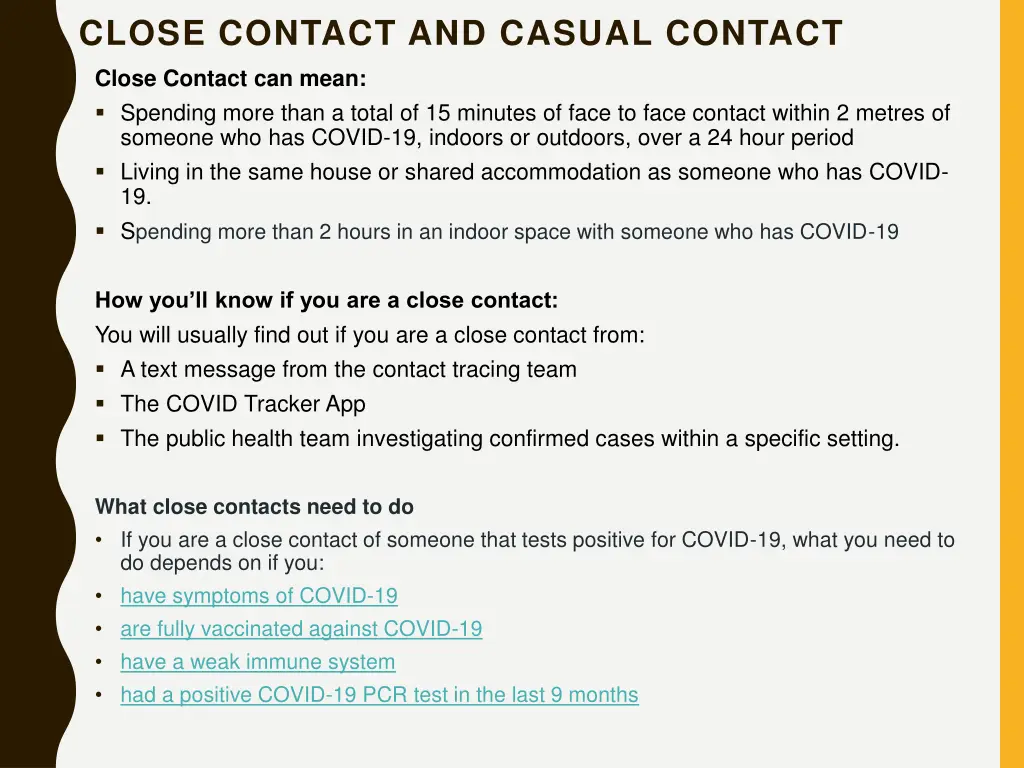 close contact and casual contact