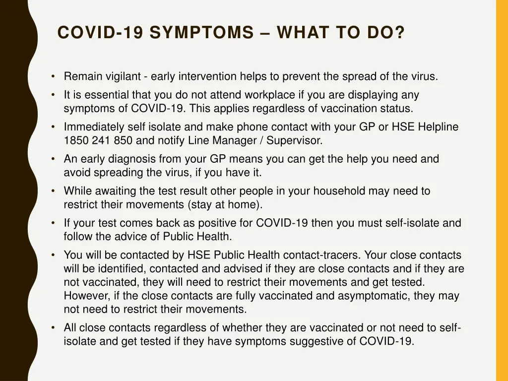 covid 19 symptoms what to do