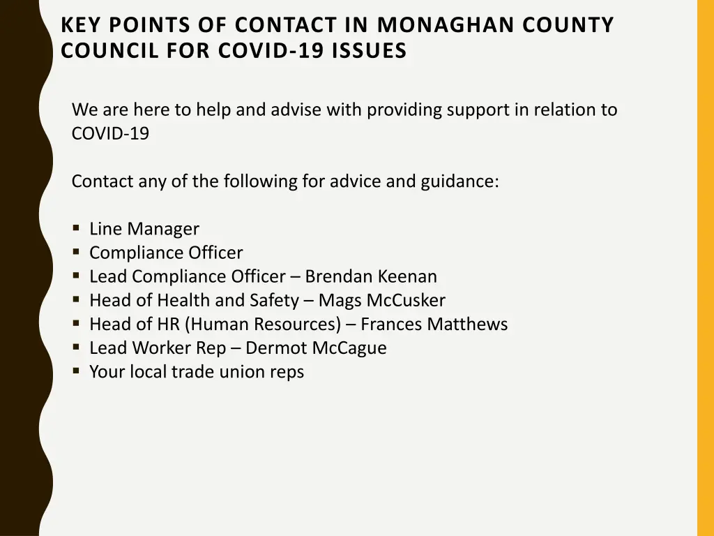 key points of contact in monaghan county council