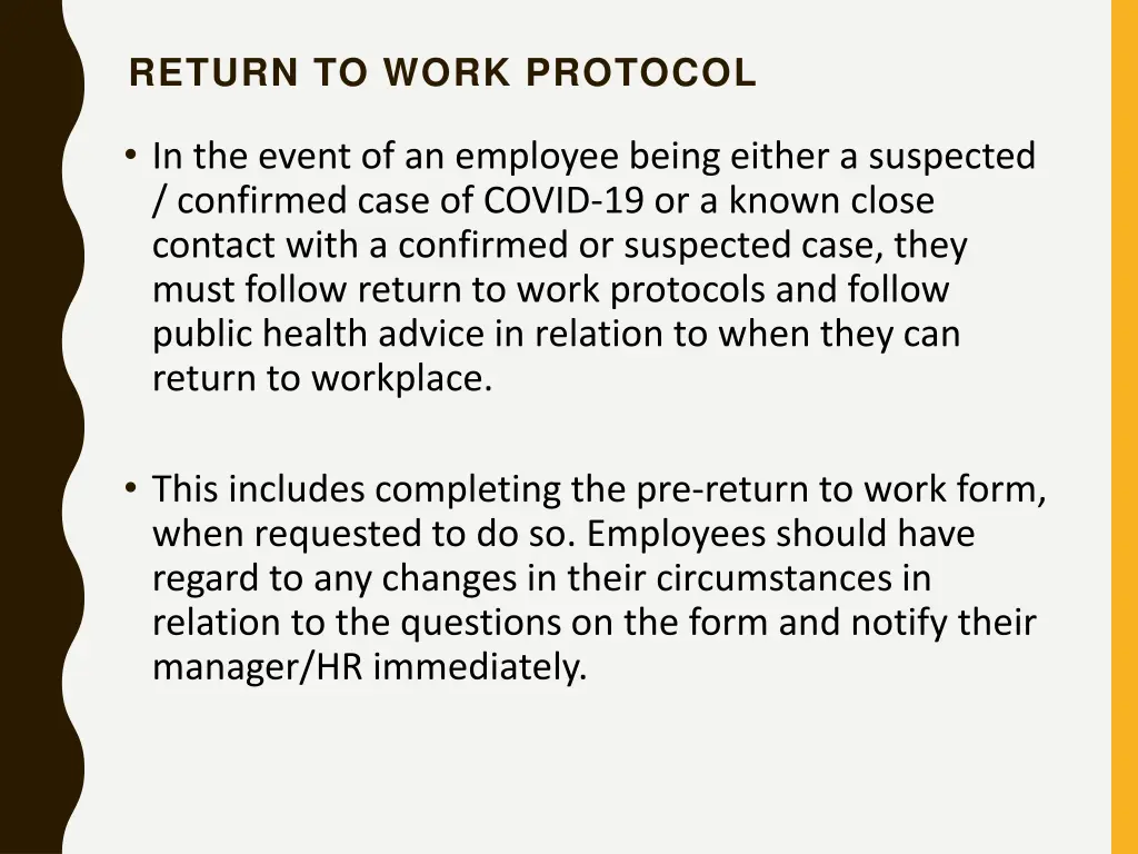 return to work protocol