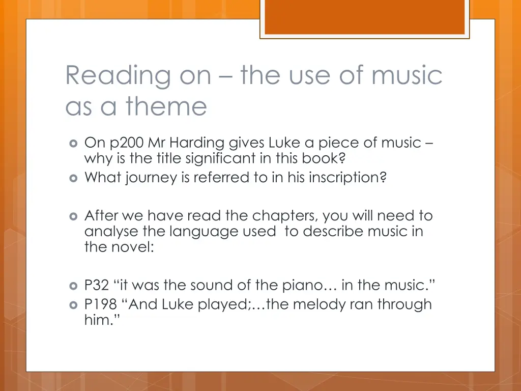 reading on the use of music as a theme