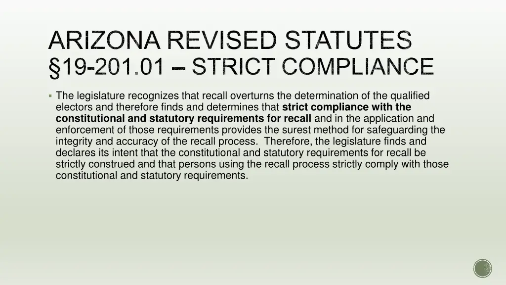 arizona revised statutes 19 201 01 strict