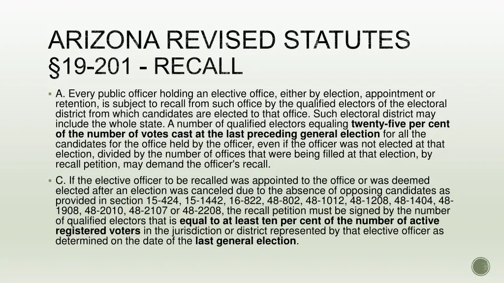 arizona revised statutes 19 201 recall