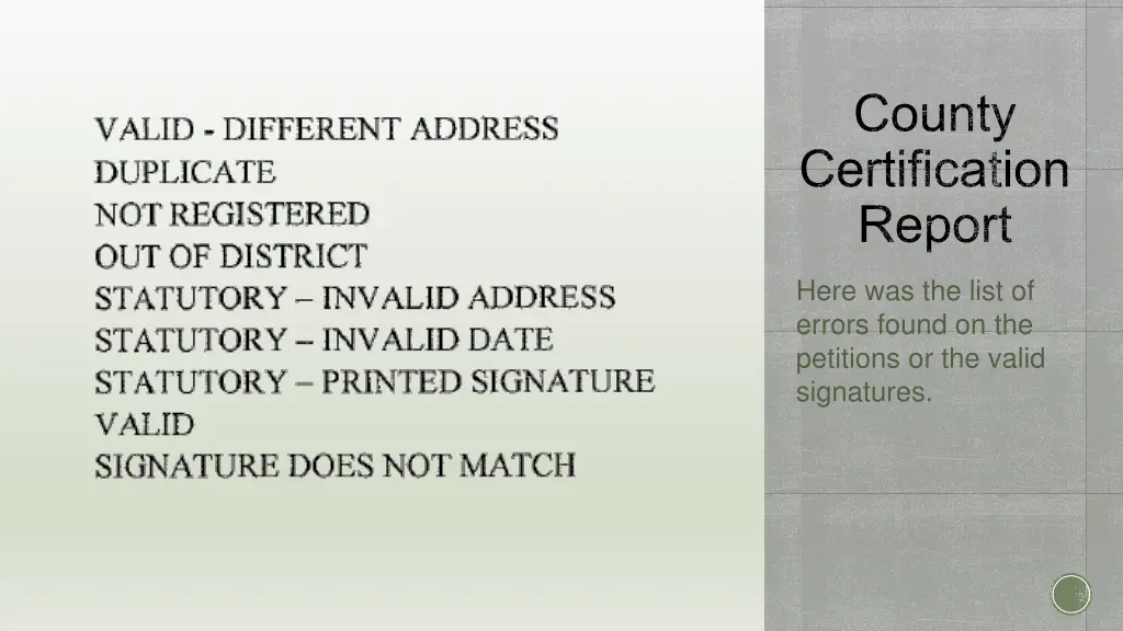 county certification report