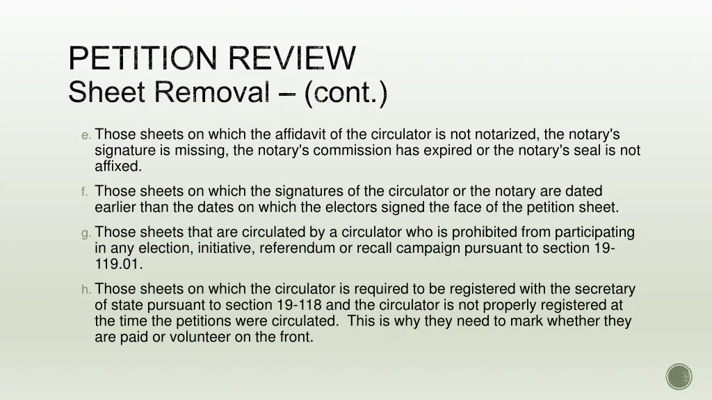 petition review sheet removal cont