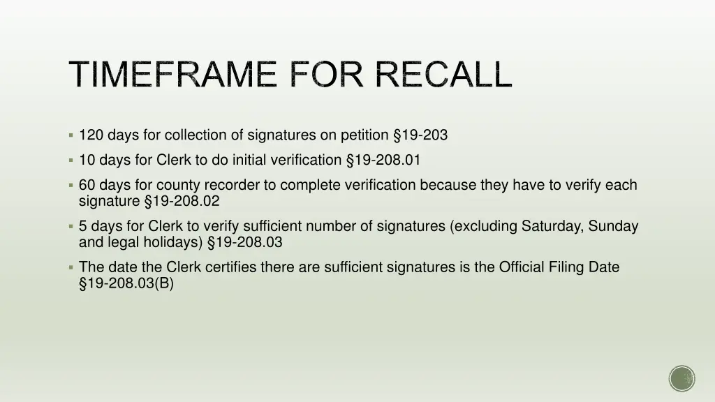 timeframe for recall