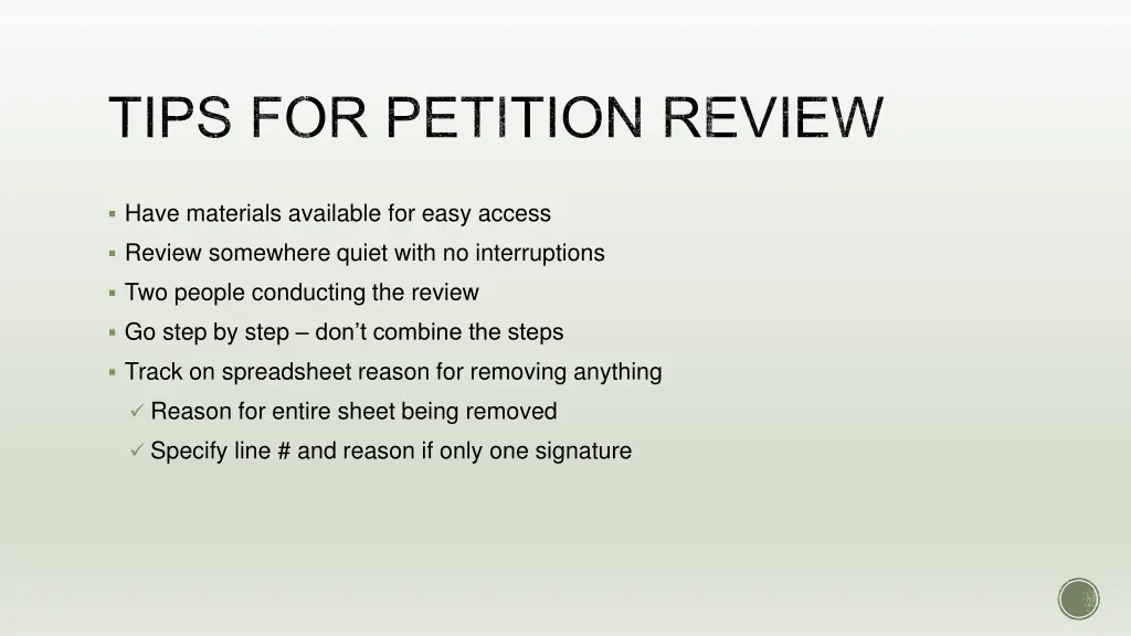 tips for petition review