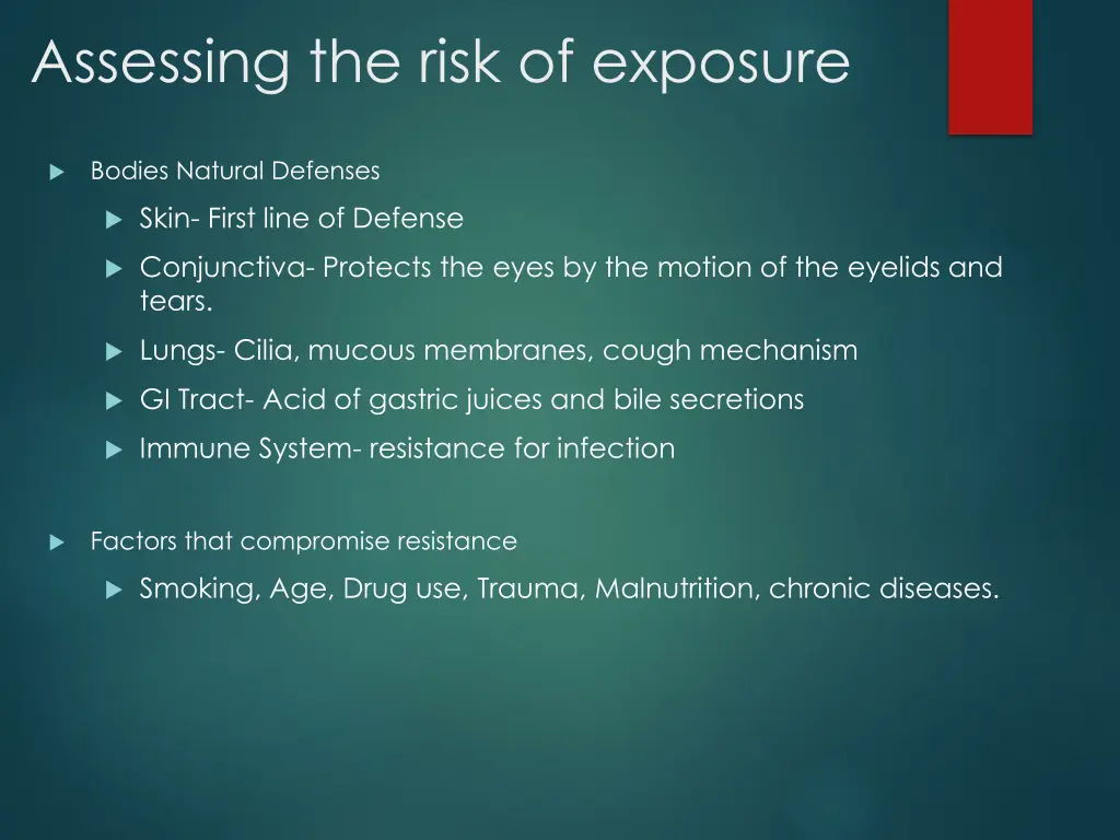 assessing the risk of exposure 1