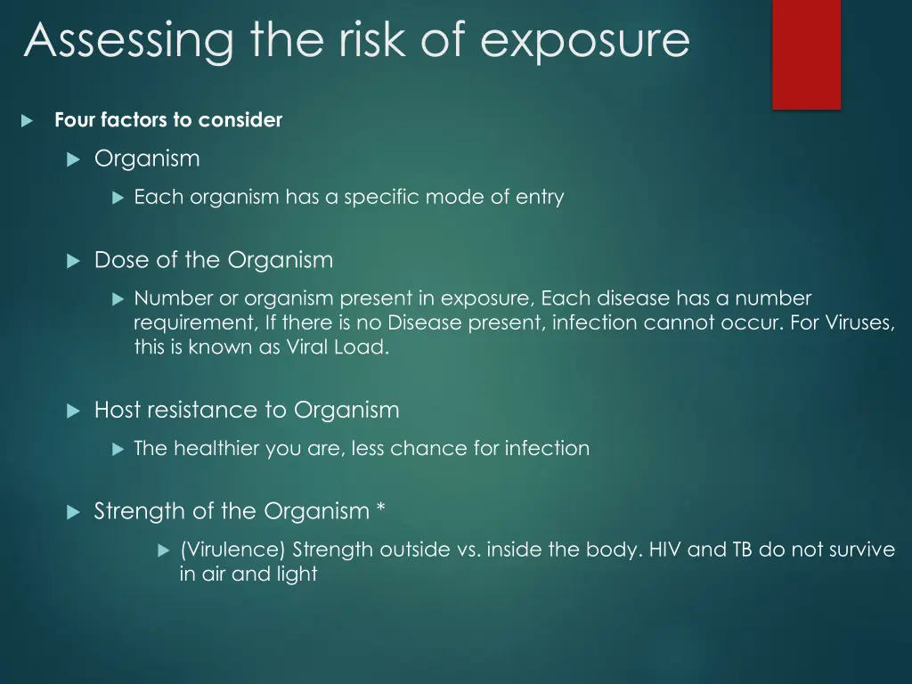 assessing the risk of exposure