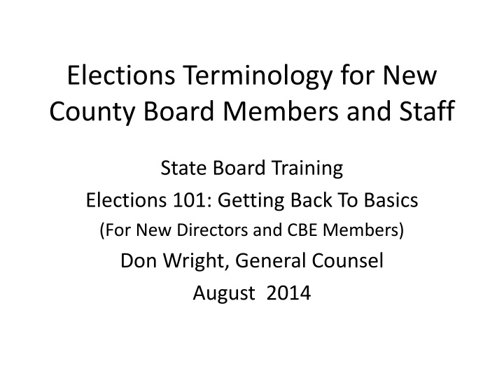 elections terminology for new county board