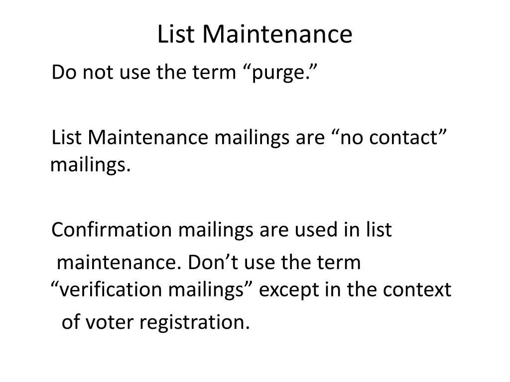 list maintenance