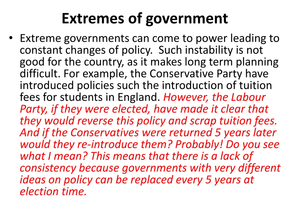 extremes of government extreme governments