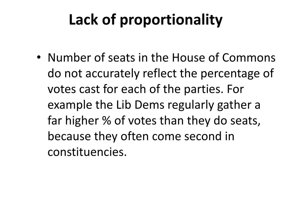 lack of proportionality