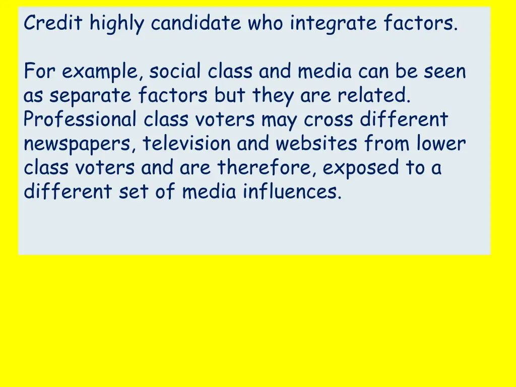 credit highly candidate who integrate factors