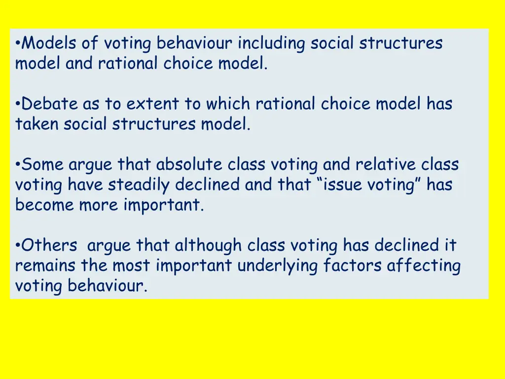 models of voting behaviour including social