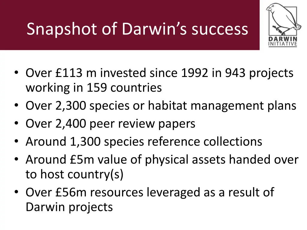 snapshot of darwin s success