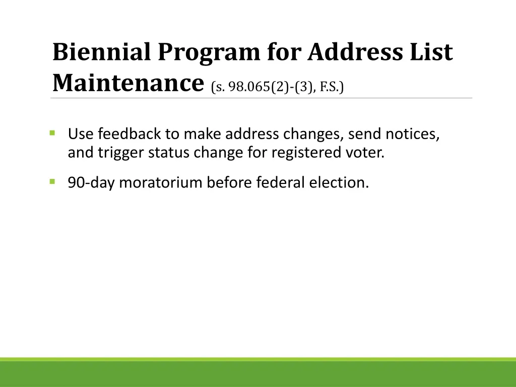 biennial program for address list maintenance 1