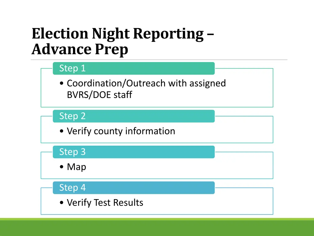 election night reporting advance prep