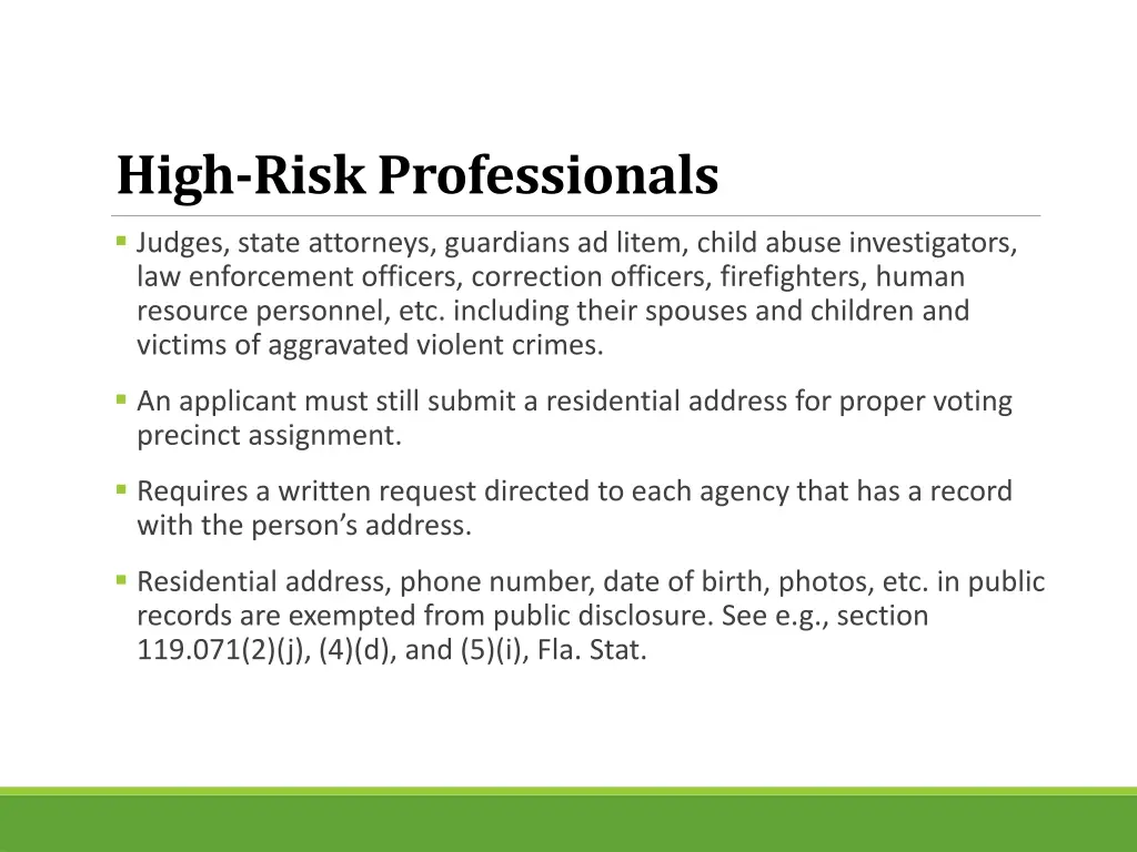 high risk professionals