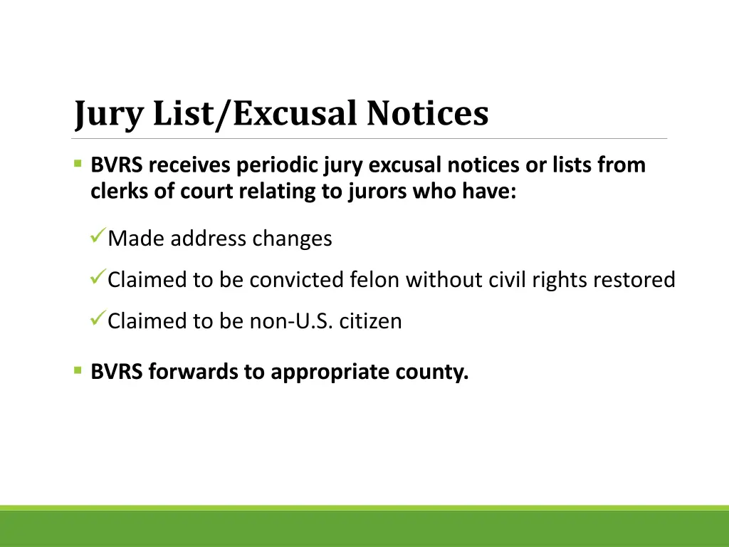 jury list excusal notices