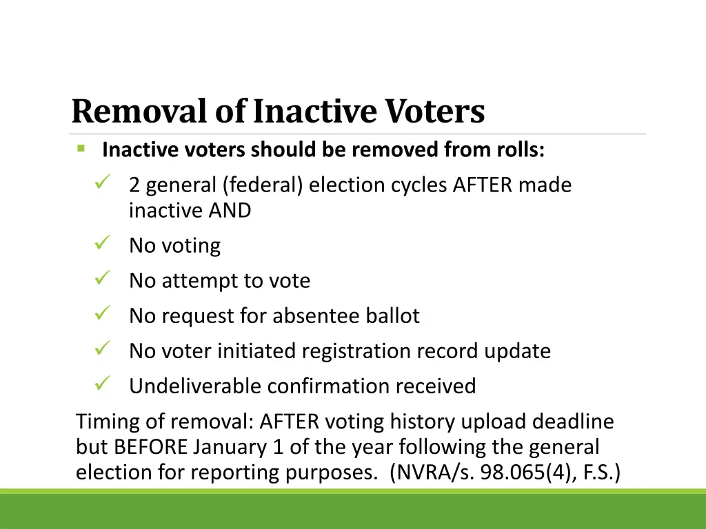 removal of inactive voters inactive voters should