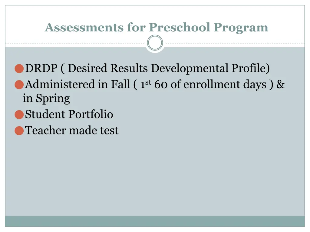 assessments for preschool program