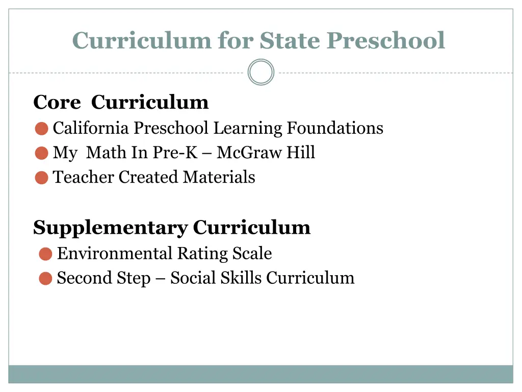 curriculum for state preschool