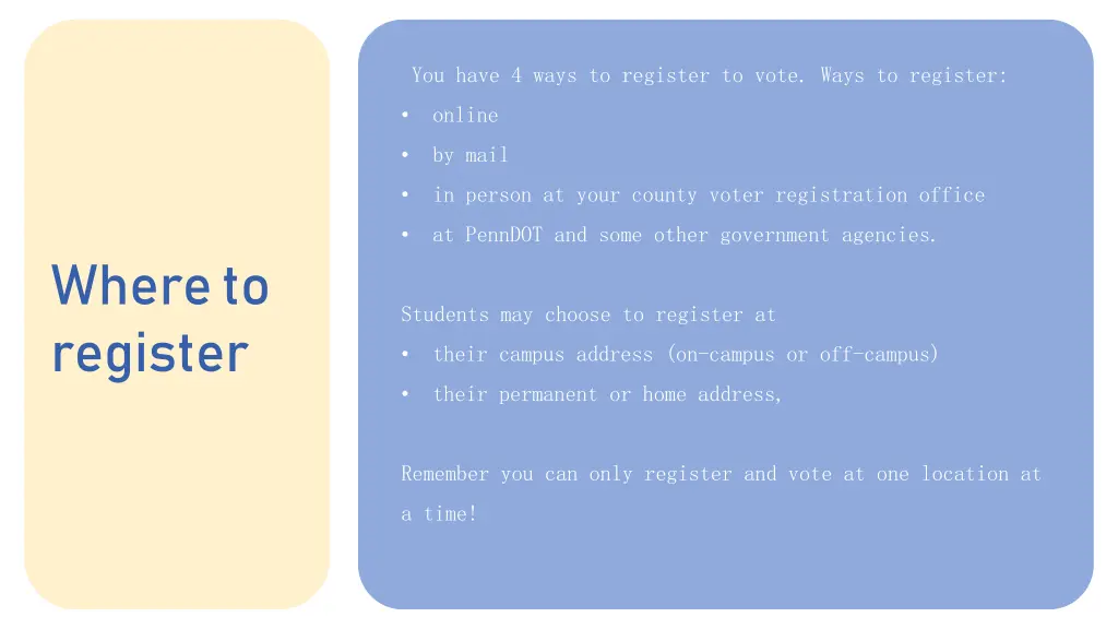 you have 4 ways to register to vote ways