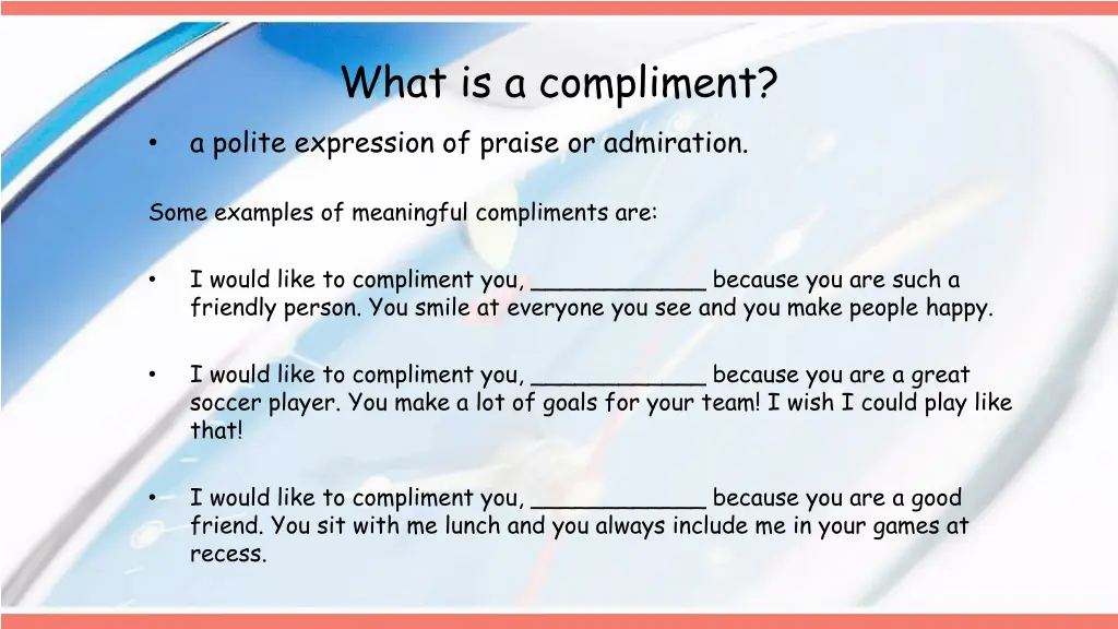 what is a compliment a polite expression