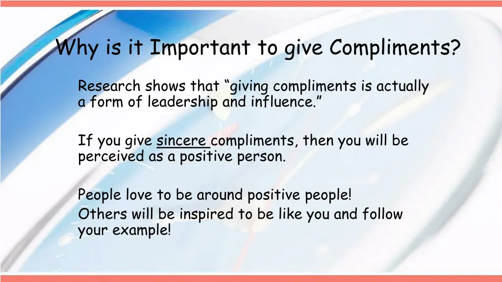 why is it important to give compliments