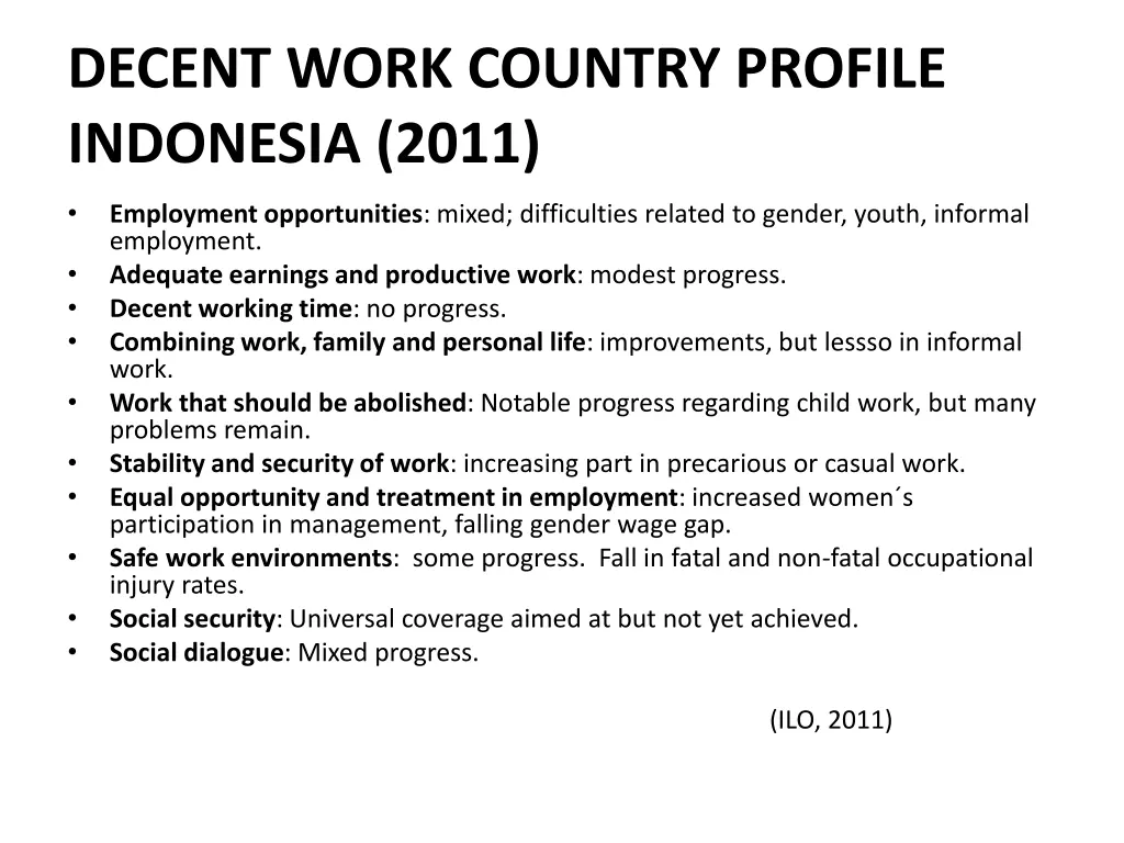 decent work country profile indonesia 2011