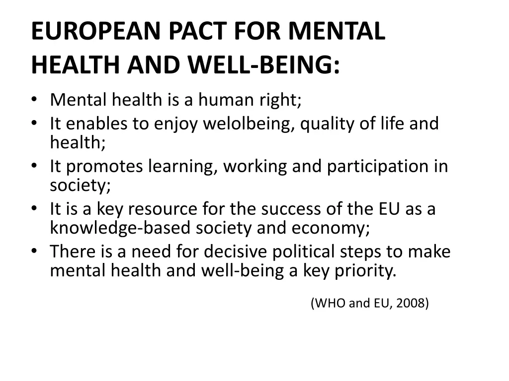 european pact for mental health and well being