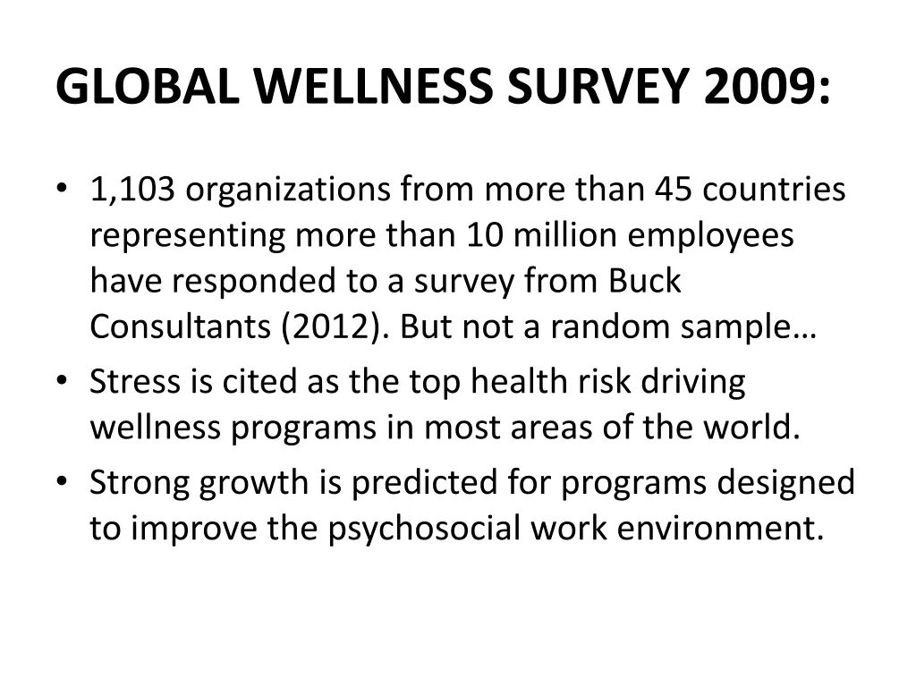 global wellness survey 2009