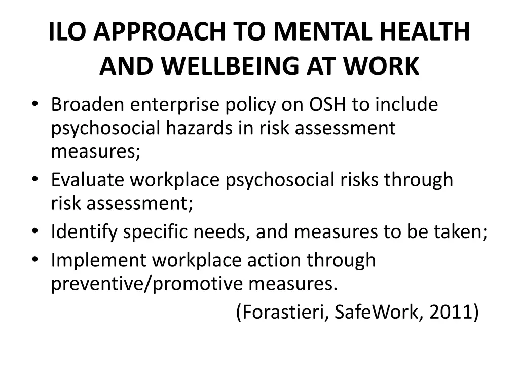 ilo approach to mental health and wellbeing