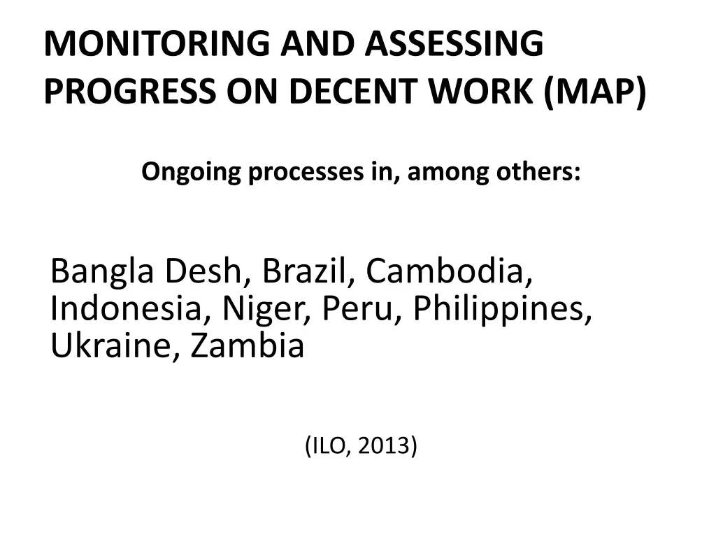 monitoring and assessing progress on decent work