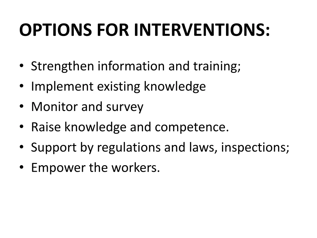 options for interventions 1