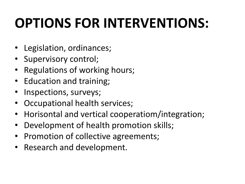 options for interventions 2