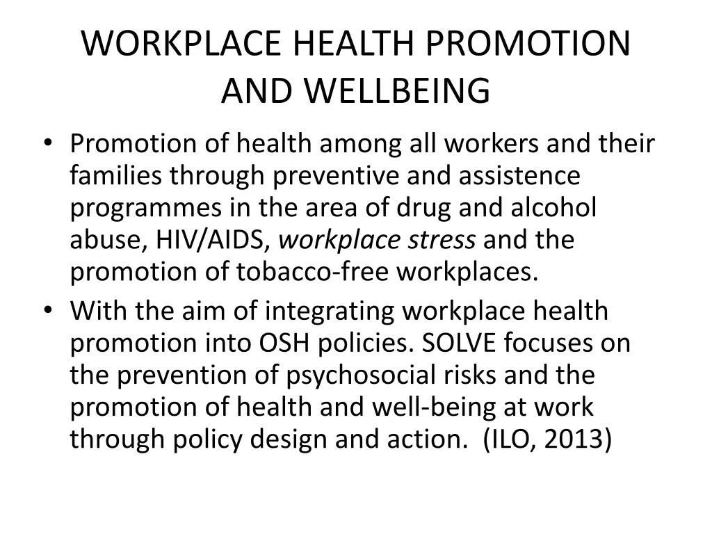 workplace health promotion and wellbeing