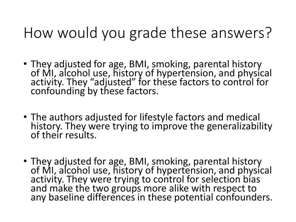 how would you grade these answers