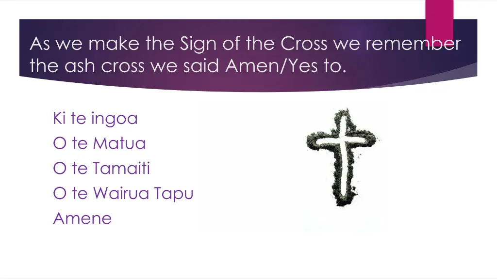 as we make the sign of the cross we remember